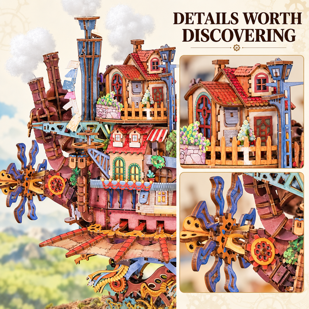 3D Wooden Puzzle Kit – Walking Castle, 830 Pieces | Gift for Puzzle Lovers
