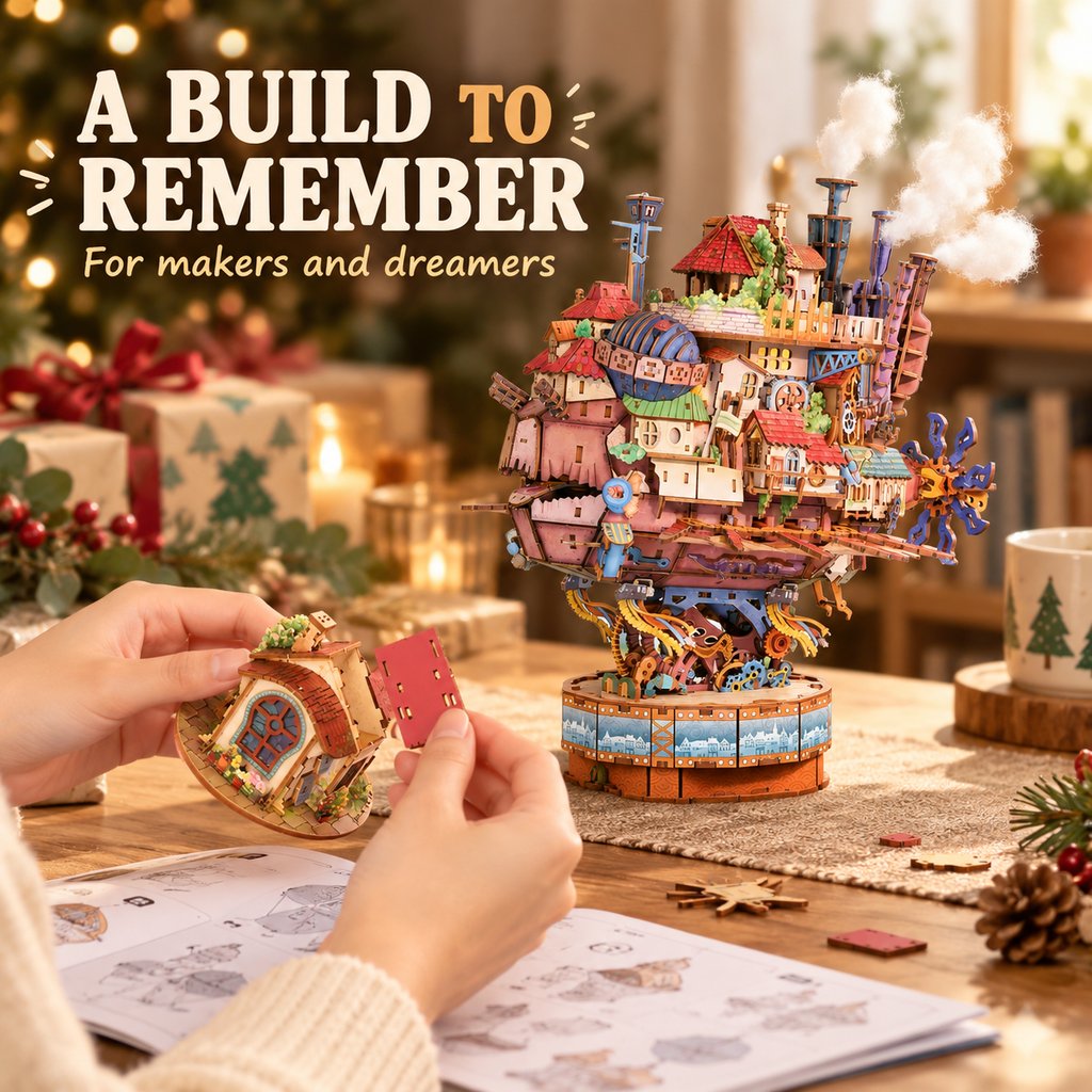 3D Wooden Puzzle Kit – Walking Castle, 830 Pieces | Gift for Puzzle Lovers