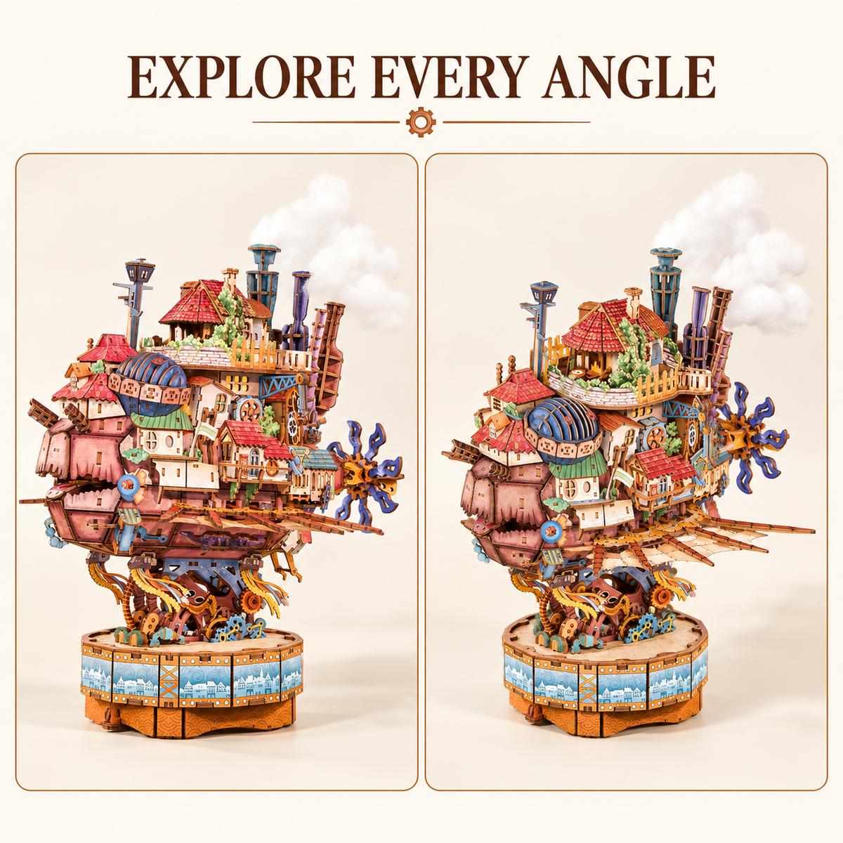 3D Wooden Puzzle Kit – Walking Castle, 830 Pieces | Gift for Puzzle Lovers