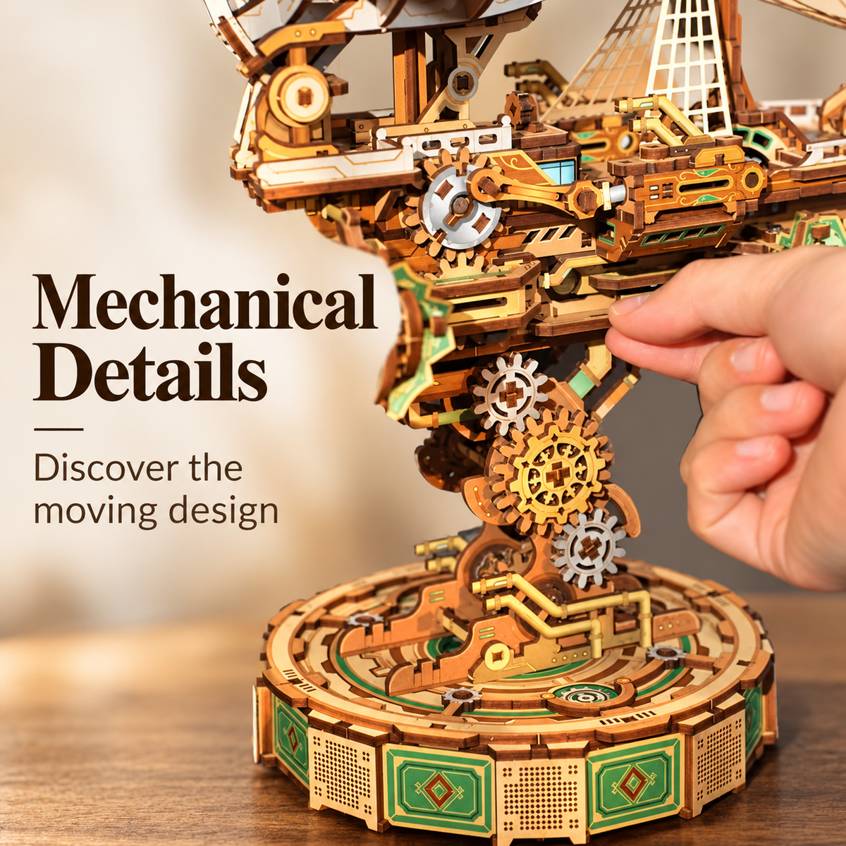 Steampunk Airship 3D Wooden Puzzle – 515-Piece Mechanical Model Kit